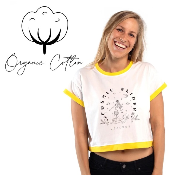 Zealous Cosmic Slider Organic cotton Surf crop Tee ringer - Picture 2 of 13